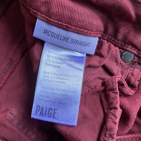 Paige Jeans Women's 28 Jacquelin Straight Denim Red Jeans - Picture 6 of 9